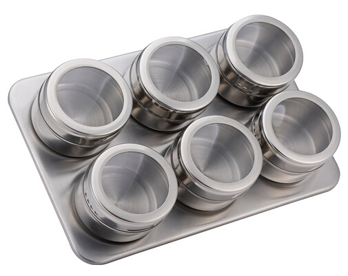 Stainless Steel Magnetic Containers Multipurpose Spice Rack Perfect Kitchen Storage 6 Piece Set
