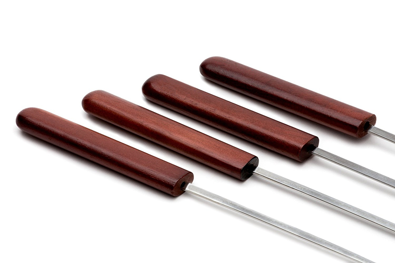 Stainless-Steel Skewers with Rosewood Handles, Stainless Steel BBQ Set manufacturer