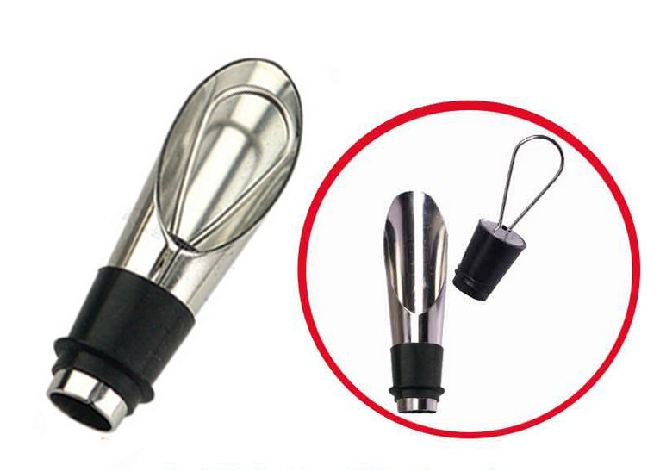 Stainless Steel Wine Funnel Bottle Pourer Dumping Stopper Plug Dripless Bar tools