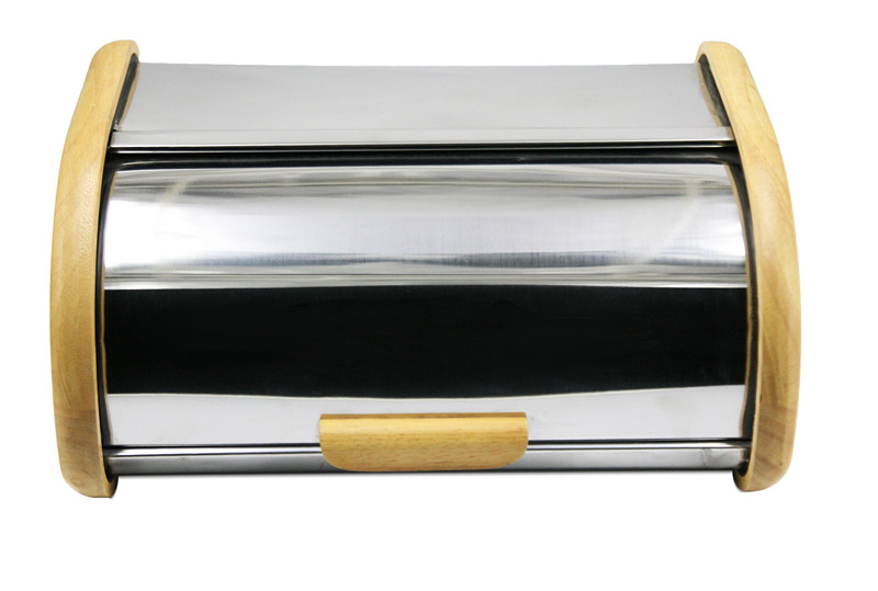 Stainless steel bread bin with wooden sides Bread box EB-OV-01