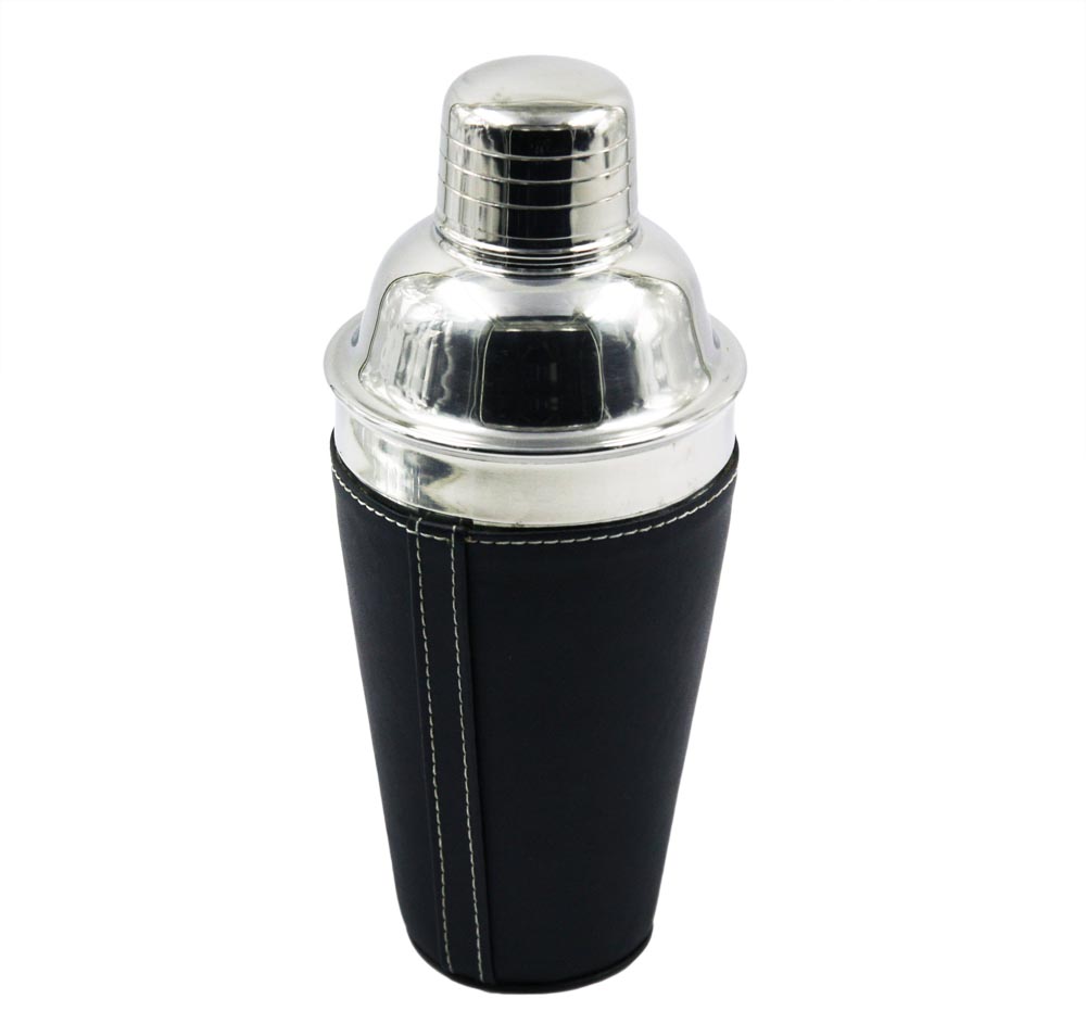 Stainless steel cocktail shaker with Pu leather coating EB-B72