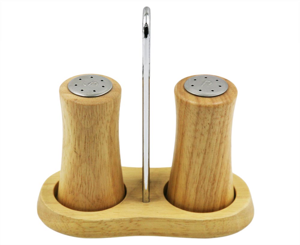 Stainless steel wooden salt  and pepper set EB-SP90