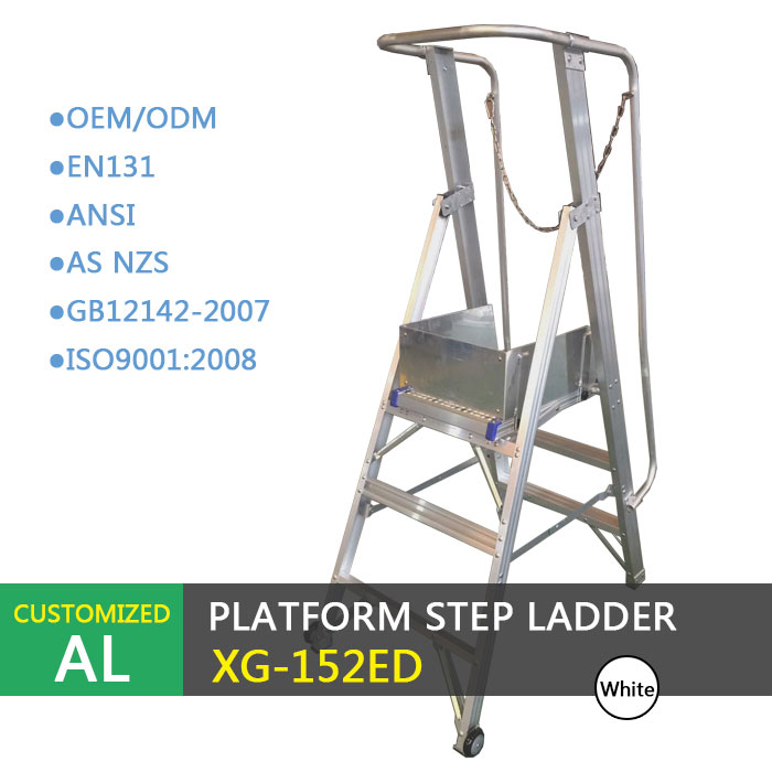 Xingon professional aluminum platform step ladder with safety gate ANSI