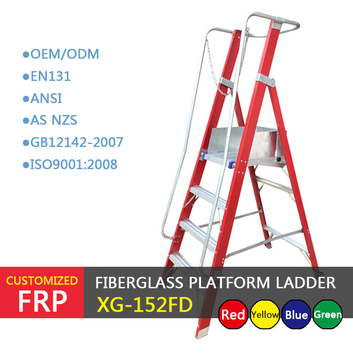 Xingon professionelle Fiberglas-Plattform Stufenleiter mit Schutztür ANSI