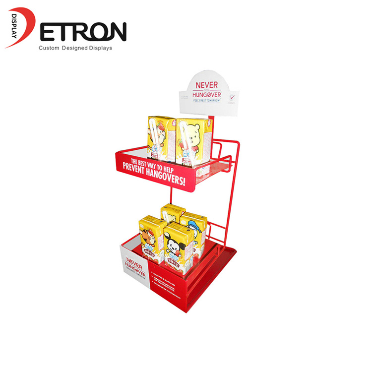 2 Tiers OEM supermarket metal small display stand for milk