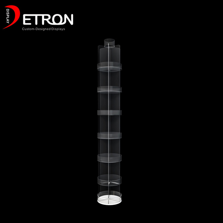 7 Tiers clear acrylic floor rotating display stand for supermarket