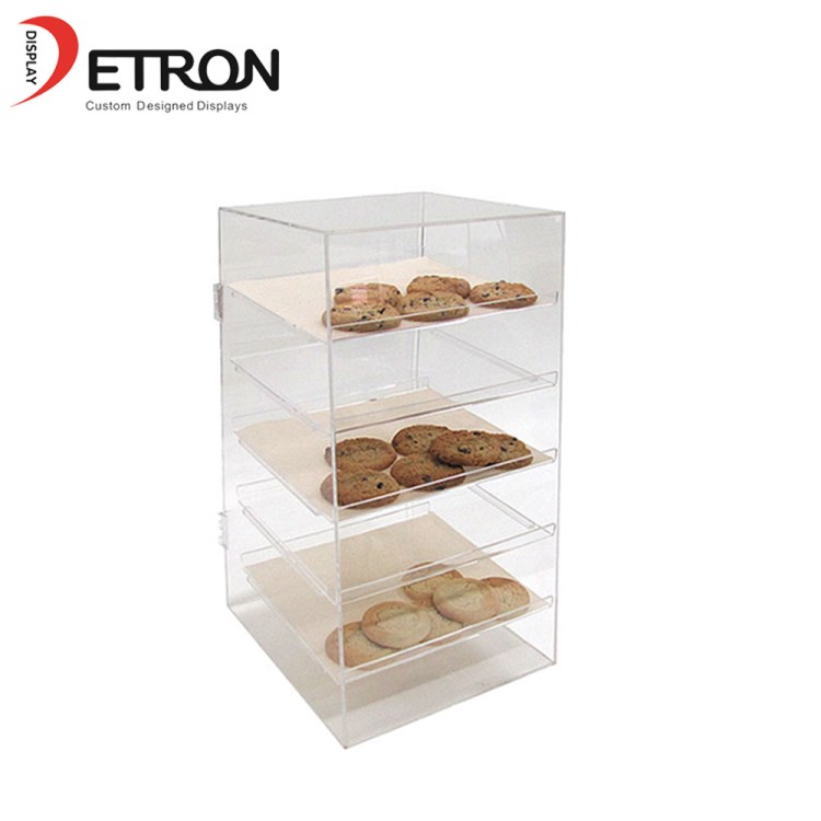 Encimera de acrílico 5 niveles de exhibición de la torta de la exhibición de la torta de acrílico del gabinete de la torta soporte de exhibición de la torta china hecha