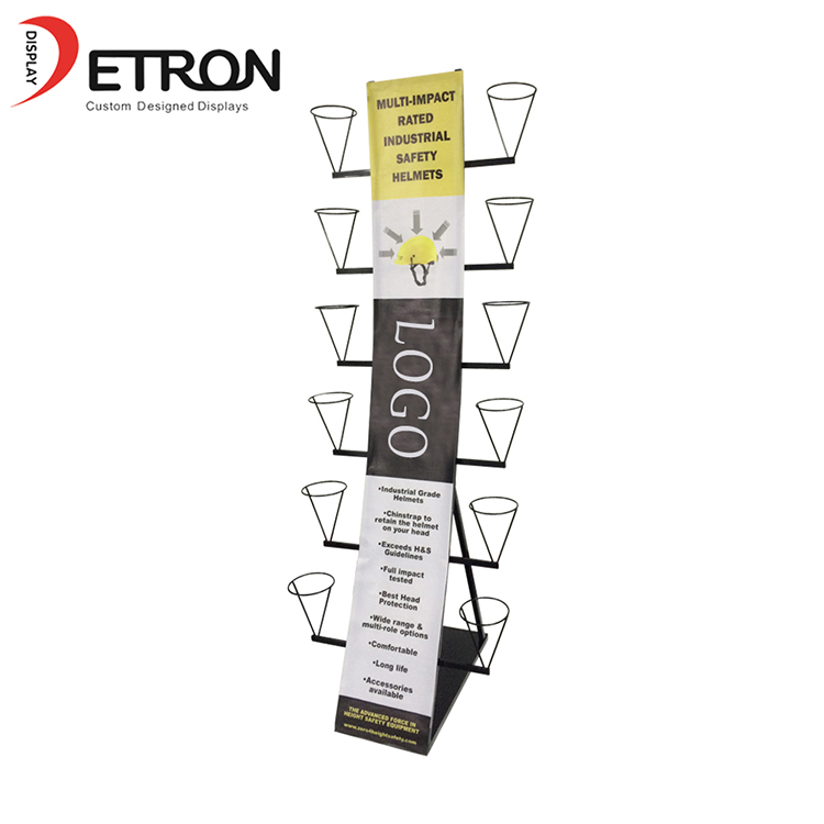 China factory OEM customized advertising metal flooring safety helmet display stand