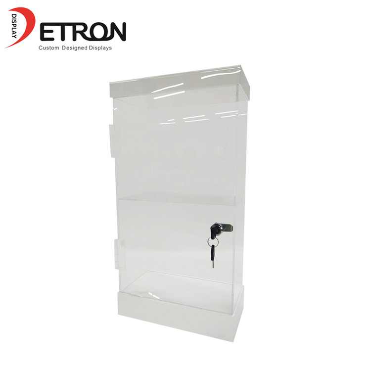 China factory customized 2 tier clear acrylic whiskey bottle liquor display case with locked