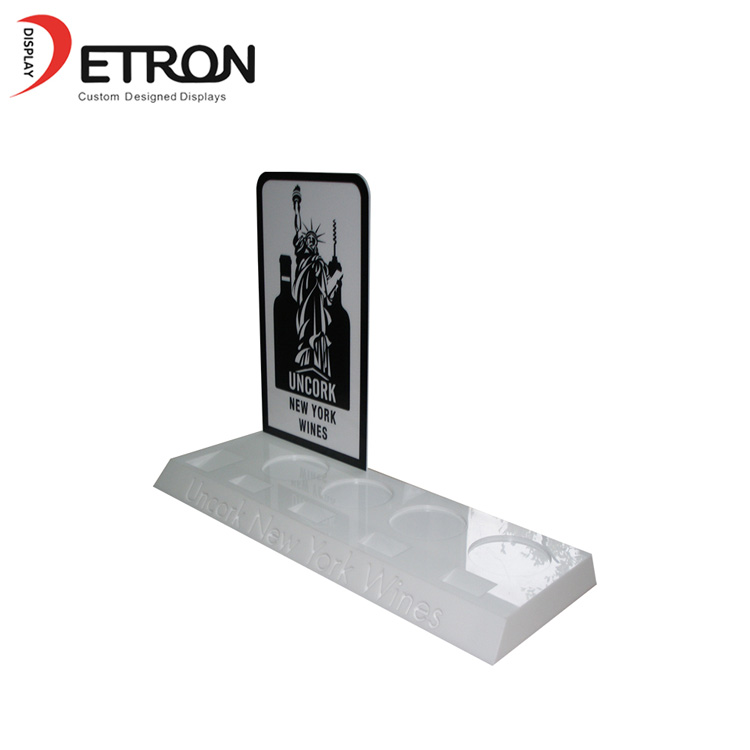 China hersteller OEM benutzerdefinierte countertop weiße acryl weinflasche display racks