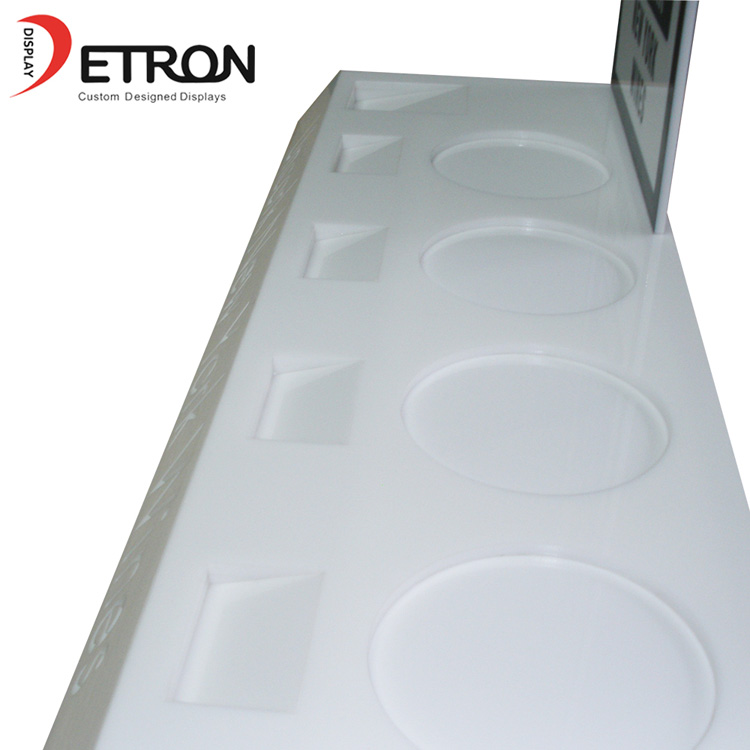 China hersteller OEM benutzerdefinierte countertop weiße acryl weinflasche display racks