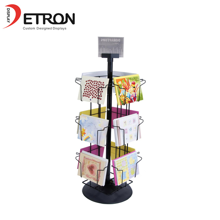 Countertop metal wire rotating postcard display rack for shop