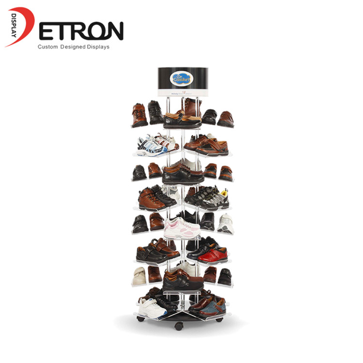 Custom supermarket acrylic flooring display rack shoe display stand china made