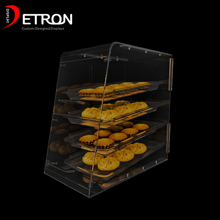 Soporte de exhibición de acrílico personalizado para pan de 4 niveles para tienda