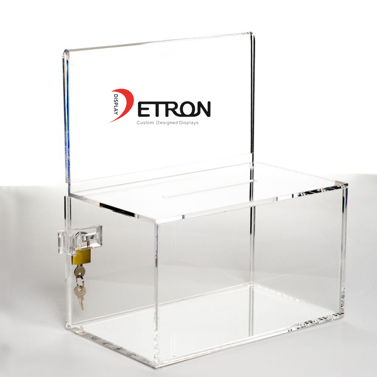 Προσαρμοσμένο ακρυλικό πάγκο δωρεά κουτί μικρό περίπτερο με κλειδωμένο