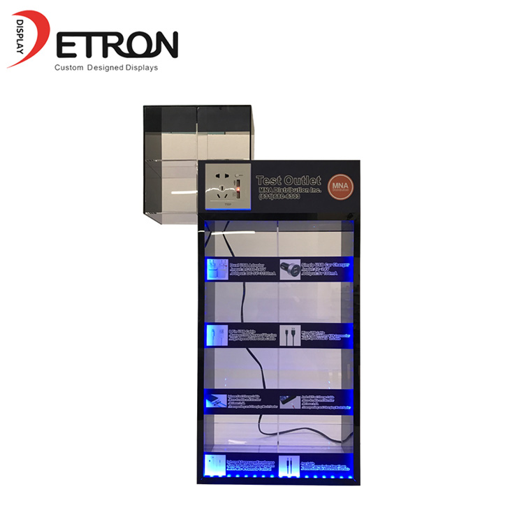 Espositore personalizzato per accessori per caricabatterie per telefoni in acrilico con luce LED RGB