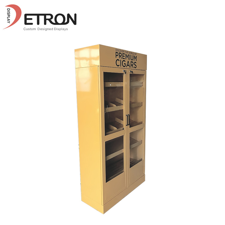 Kundenspezifische Doppeltür-Vitrine mit Metallboden für Zigarren