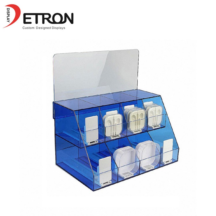 Op maat gemaakte acht roosters acryl aanrecht displaystandaard voor oortelefoon