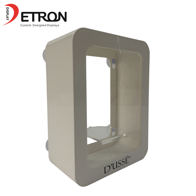 Customized screen printing logo suction cup wall mount acrylic wine bottle display stand