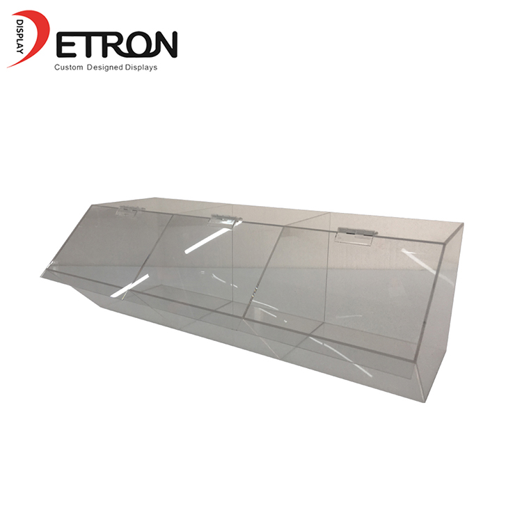 Προσαρμοσμένη τριών κιβωτίων με ανοιγόμενη επένδυση από ακρυλικό καραμέλα με μεντεσέδες και καπάκι