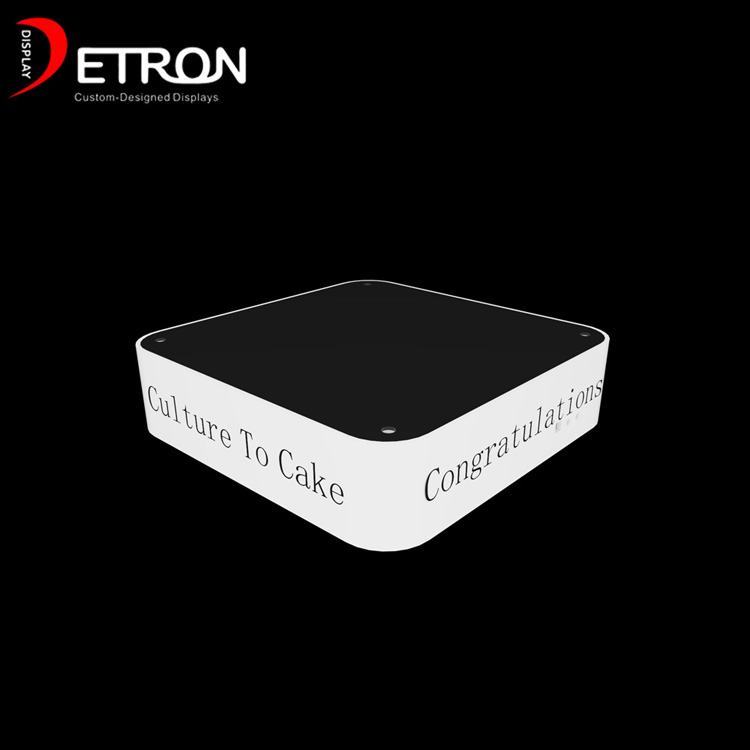 Customized wooden cake counter display stand with led strip