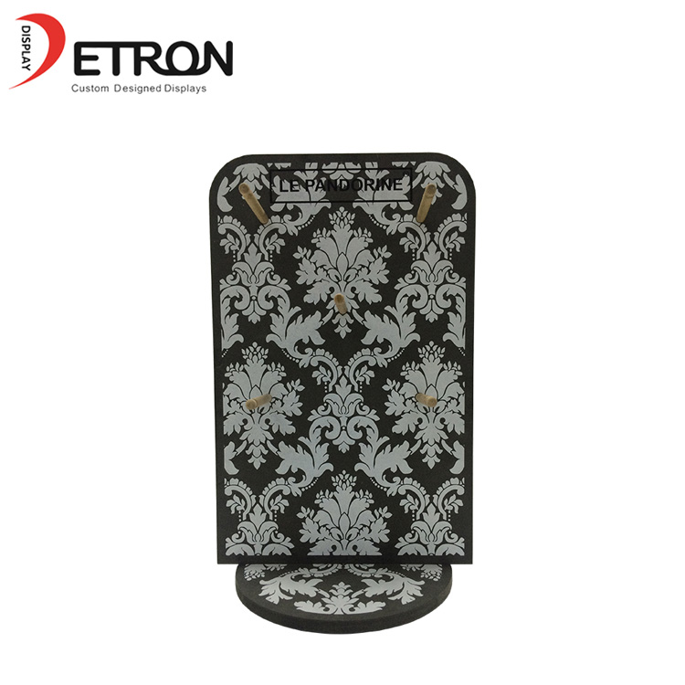 Customized wooden tabletop rotating display stand with wood hook