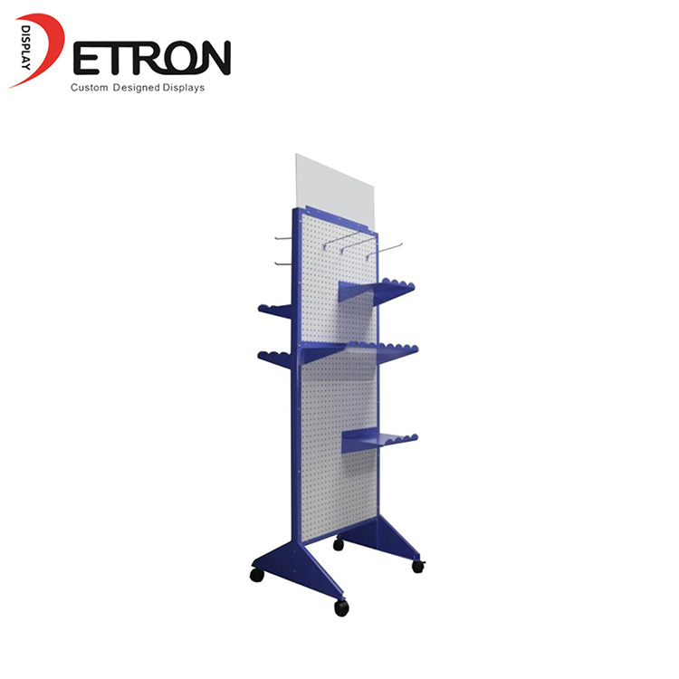 Double sided metal slatwall flooring shoes display fixture with hook