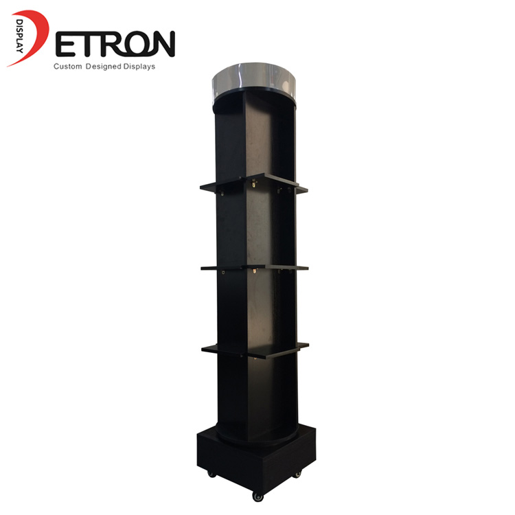 耐用的4层木质圆形书架旋转落地展示架