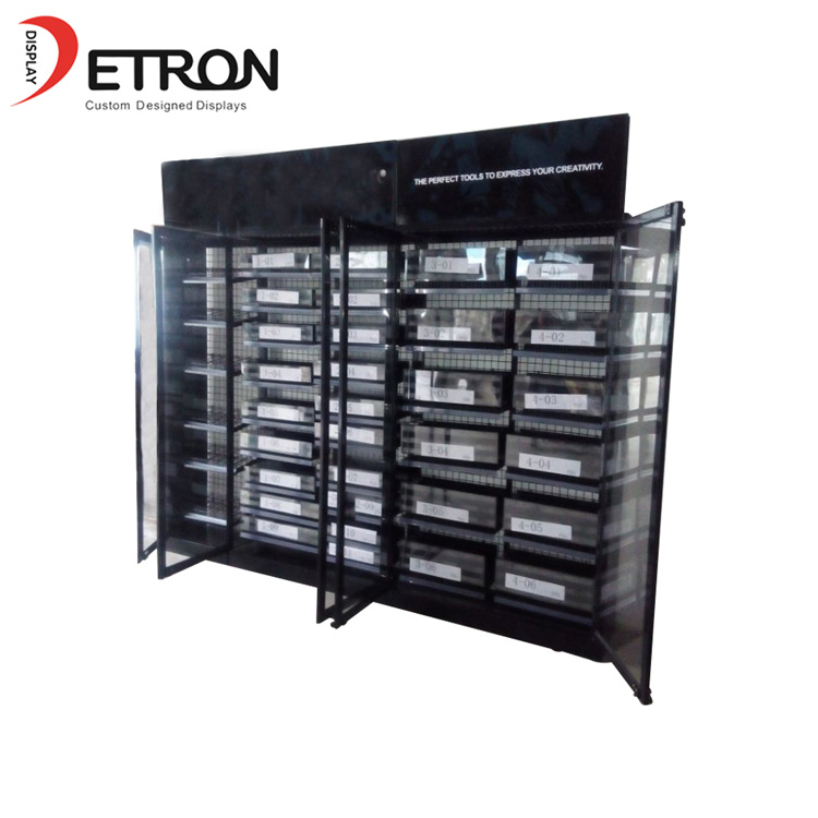 Durable floor standing metal grid display cabinet for marker pen