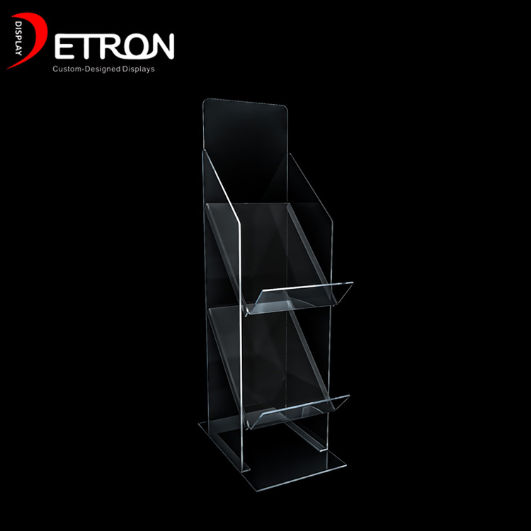 Factory direct 2 tier clear acrylic magazine display stand