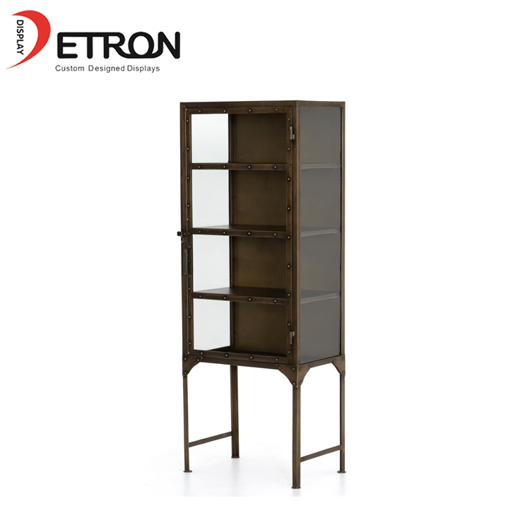 Household 4 tiers vintage style metal display cabinet with locked