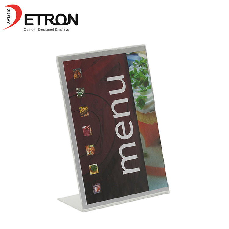 Espositore da banco per bar da 3 menu a forma di L in acrilico