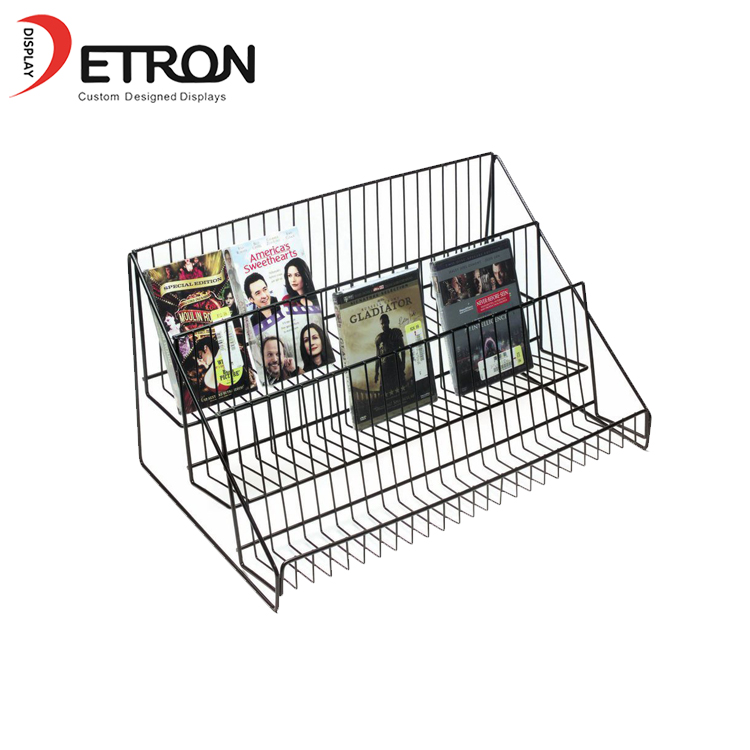 Mostrador de alambre de metal de 3 niveles de soporte de exhibición para libros