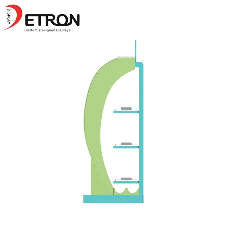 ドリンク用の新しいデザインの木製D形フローリングの陳列棚