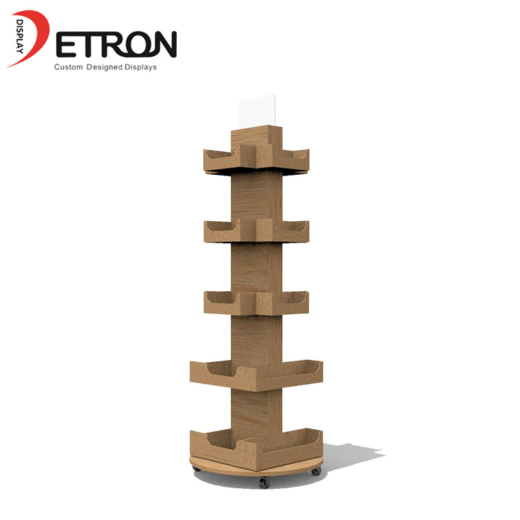 Rotierende Postkarten-Präsentationsregale für Holzböden im neuen Design für Einzelhandelsgeschäfte