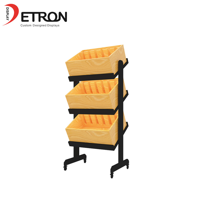 OEM 3层落地式木箱酒展示架