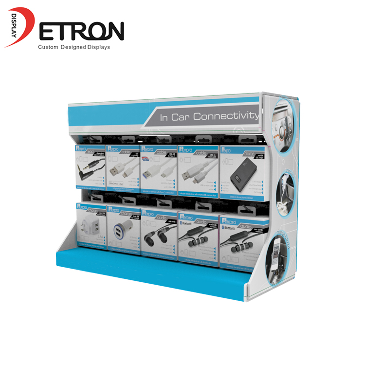 OEM定制2层亚克力手机配件柜台展示架带挂钩