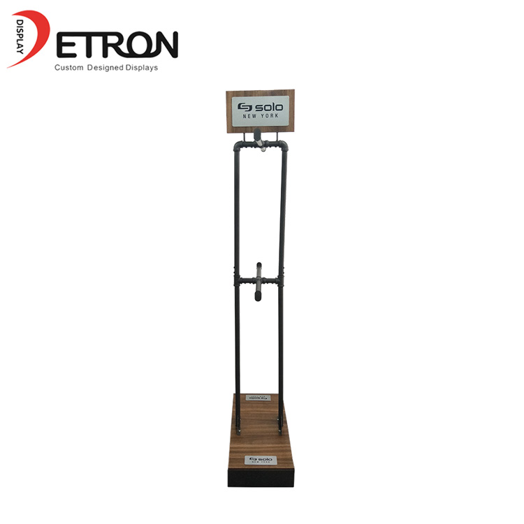 OEM industrial style metal pipe bag display fixture for bag shop