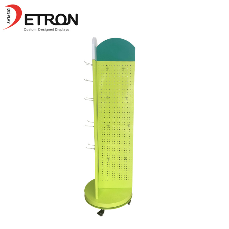 Espositore per guanti a doghe metalliche con pavimentazione per negozi al dettaglio con gancio