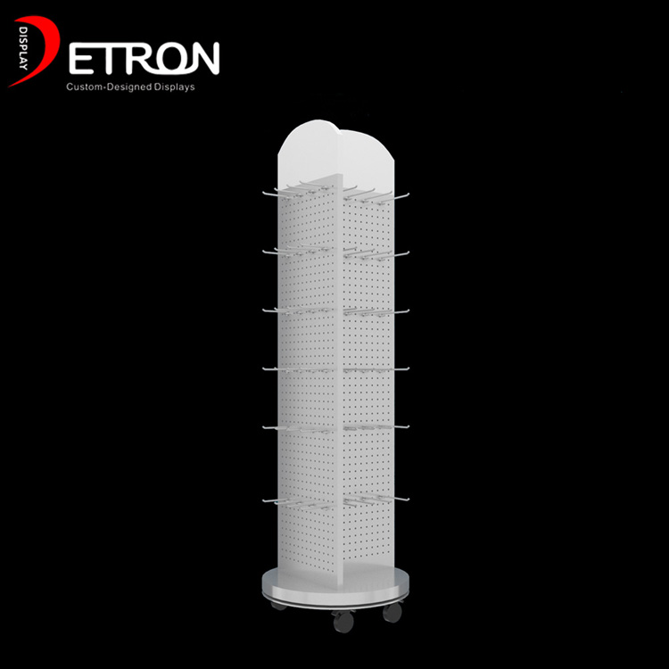 Espositore rotante a doghe in legno per negozio al dettaglio con gancio