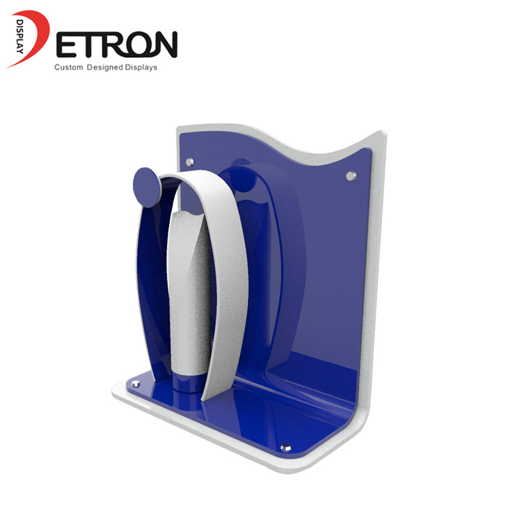 Retail store high class blue acrylic hand cream countertop display stand