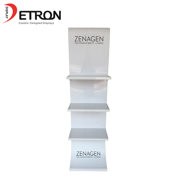 Supermarket 3 tiers flooring white metal shampoo display stand