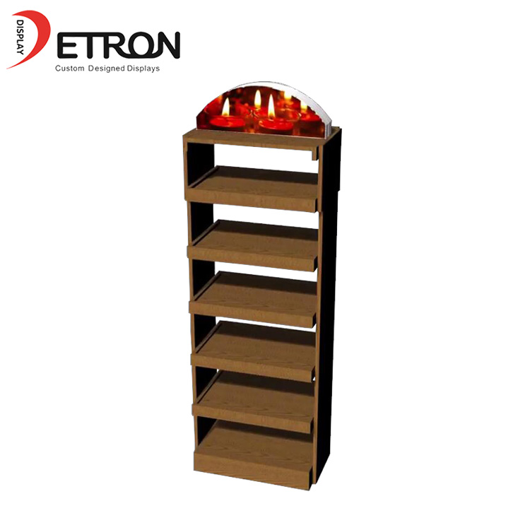 Supermarket 6 tiers wooden flooring candle store display fixture