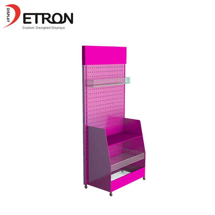 Supermarket flooring metal slatwall display fixture for gift bag