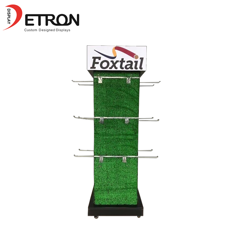 Supermarkt, der hölzerne Metallhakenspeicher-Anzeigenvorrichtung mit Rad ausbreitet