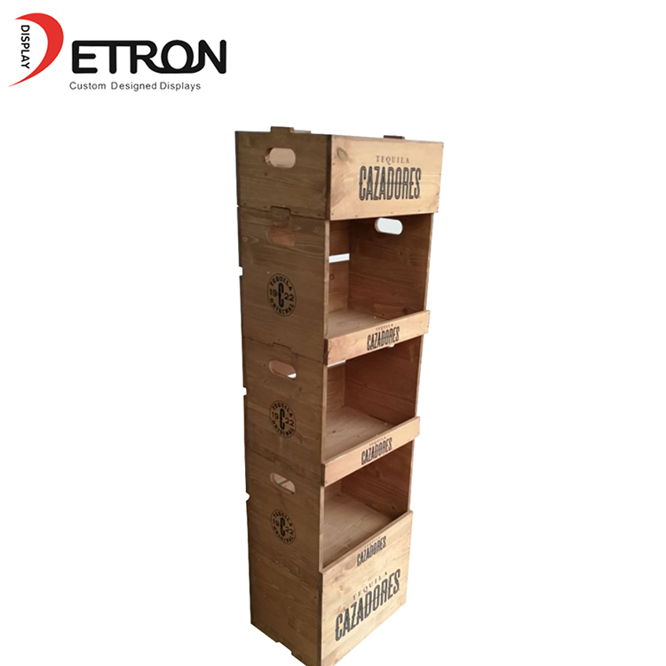 超市促销地板组合木质饮料瓶展示架