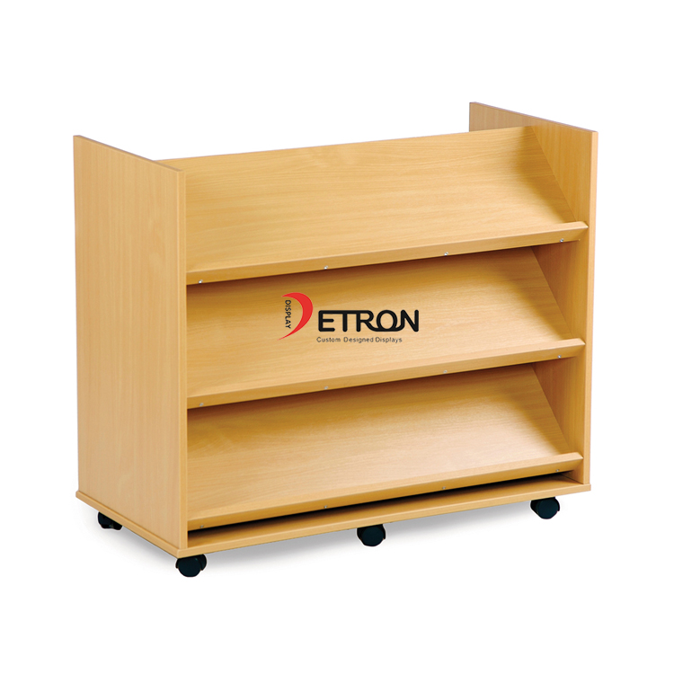 Présentoir de livre en bois sur mesure avec plancher à deux niveaux