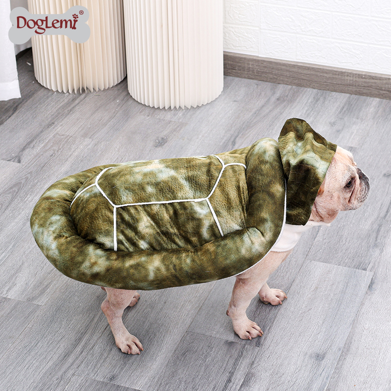 2 in One Functional Pet Costume Clothes Dog Winter Donut Bed Turtle Design Coat and Bedding