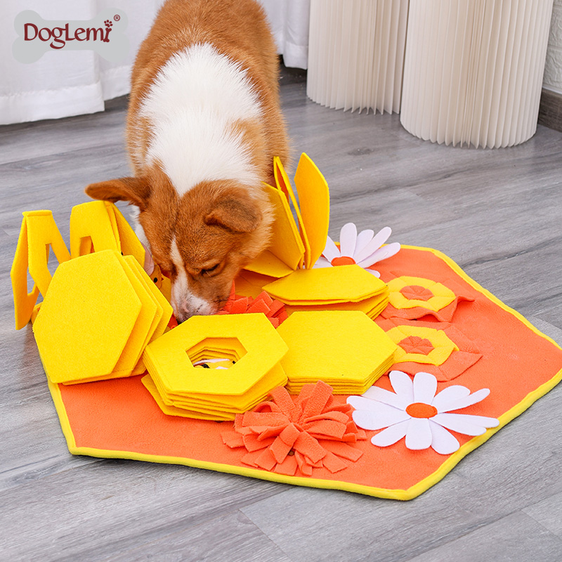 Bee's Honeycomb Design Pet Snuffle Training Puzzle Mat IQ Training Slow Eatting Pad for Dogs