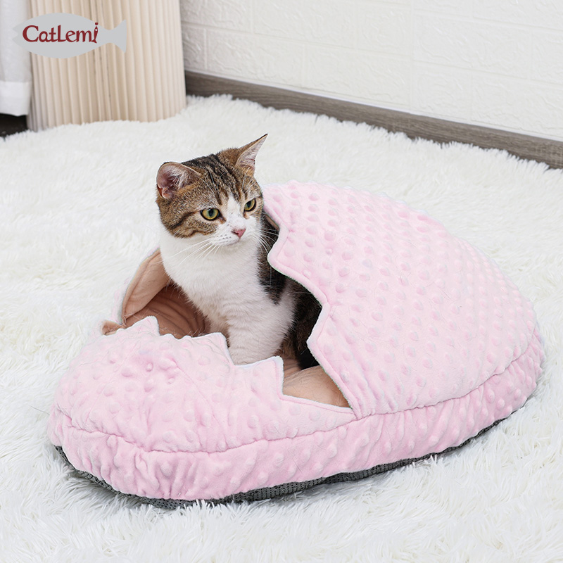 Broke Egg Design Pet Sleeping Bag Cute Cozy Cat Sack Winter Pet Cave Bed for Puppy